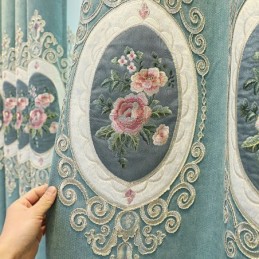 Cortinas Bordadas De Chenilla Estilo Europeo Con Diseño Floral Para Sala De Estar Y Dormitorio