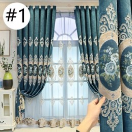 Cortinas Bordadas De Chenilla Estilo Europeo Con Diseño Floral Para Sala De Estar Y Dormitorio