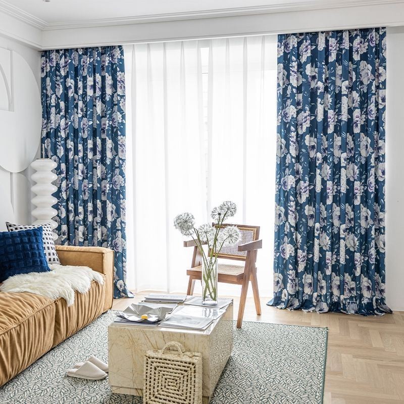 Cortina Con Estampado Floral Hecha A Medida Cortina Estilo Nórdico Algodón
