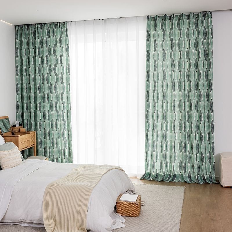 Cortina Estampada De Hojas Cortina A Medida Estilo Nórdico Algodón