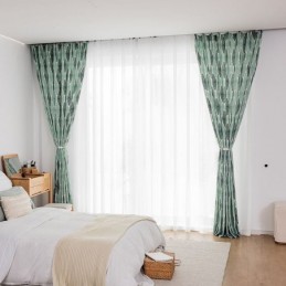 Cortina Estampada De Hojas Cortina A Medida Estilo Nórdico Algodón