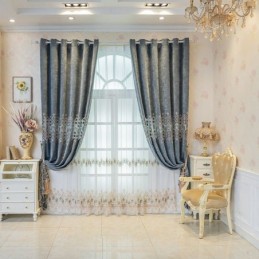 Cortina Opaca Hecha A Medida Con Bordado Geométrico De Estilo Nórdico Para Sala De Estar Y Dormitorio