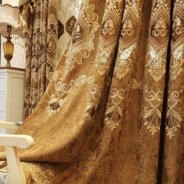 Cortina De Chenilla Hecha A Medida Con Bordado De Flores Europeas Para Sala De Estar Y Dormitorio