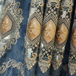 Cortina De Chenilla Hecha A Medida Con Bordado De Flores Europeas Para Sala De Estar Y Dormitorio