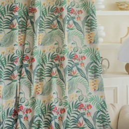 Cortina De Algodón Hecha A Medida Cortina Estilo Americano Con Estampado De Plantas