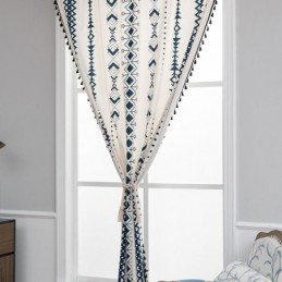 Cortina De Lino Con Estampado Geométrico, Hecha A Medida, Estilo Nórdico, Para Sala De Estar Y Dormitorio.