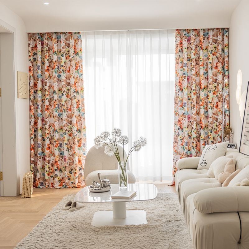 Cortina Hecha A Medida Cortina Con Estampado De Plantas Estilo Americano