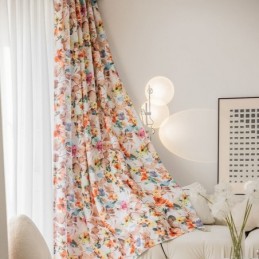 Cortina Hecha A Medida Cortina Con Estampado De Plantas Estilo Americano