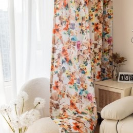 Cortina Hecha A Medida Cortina Con Estampado De Plantas Estilo Americano