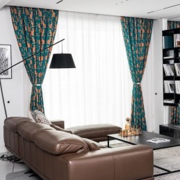 Cortina De Algodón Hecha A Medida Con Estampado De Gatitos Estilo Nórdico