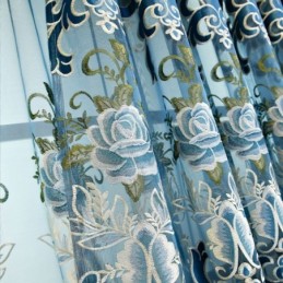 Cortinas Semi Opacas De Chenilla Con Bordado Floral De Estilo Europeo Para Sala De Estar Y Dormitorio