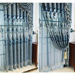 Cortinas Semi Opacas De Chenilla Con Bordado Floral De Estilo Europeo Para Sala De Estar Y Dormitorio