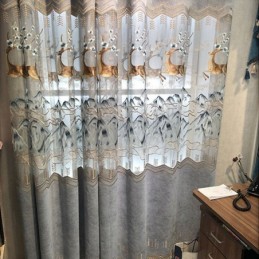 Cortinas Nórdicas De Chenilla Con Bordado De Cervatillo, Semiopacas, Para Sala De Estar Y Dormitorio