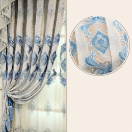 Cortina De Chenilla Hecha A Medida, Con Bordado De Flores Europeas, Semiopaca, Para Sala De Estar Y Dormitorio.