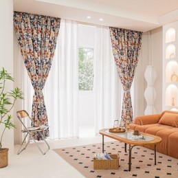 Cortina De Algodón Estilo Nórdico Hecha A Medida Con Estampado De Hojas