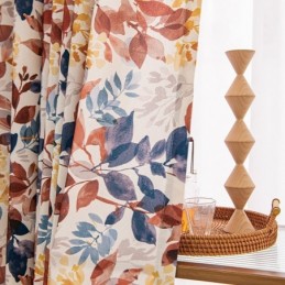 Cortina De Algodón Estilo Nórdico Hecha A Medida Con Estampado De Hojas