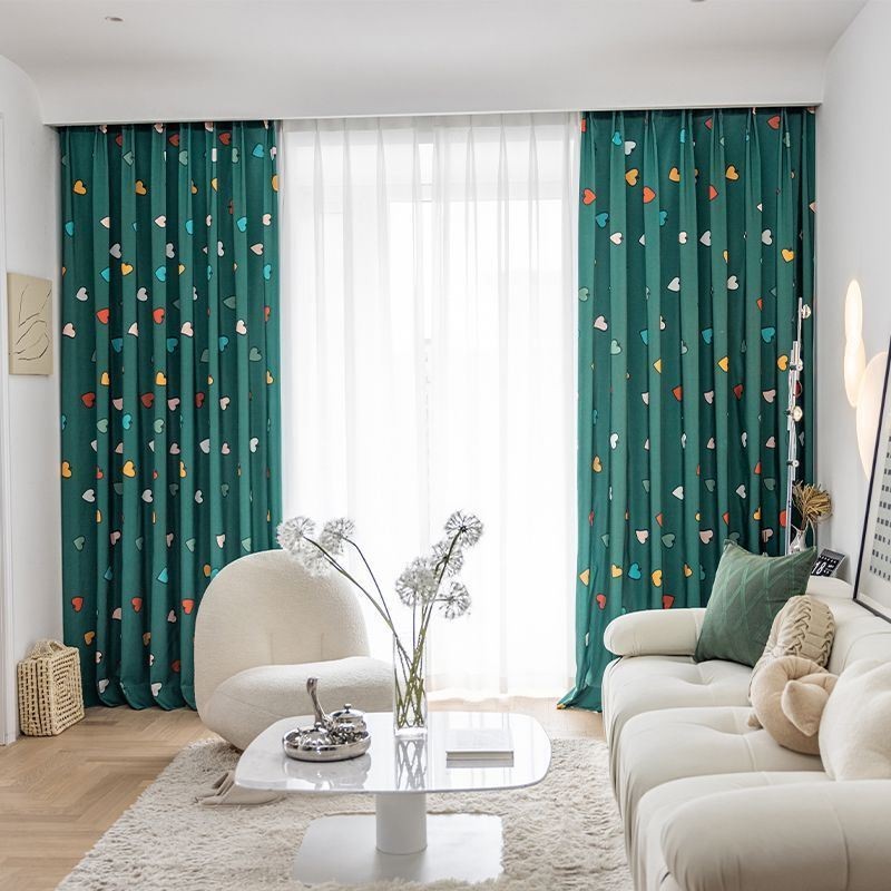 Cortina De Algodón Hecha A Medida Cortina Estilo Nórdico Con Estampado De Corazones