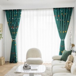 Cortina De Algodón Hecha A Medida Cortina Estilo Nórdico Con Estampado De Corazones