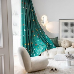 Cortina De Algodón Hecha A Medida Cortina Estilo Nórdico Con Estampado De Corazones