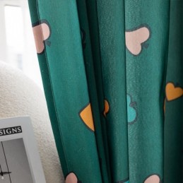 Cortina De Algodón Hecha A Medida Cortina Estilo Nórdico Con Estampado De Corazones