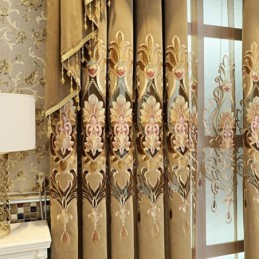 Cortina Semiopaca De Chenilla, Hecha A Medida, Con Bordado De Flores Europeas, Para Sala De Estar, Dormitorio Y Ventana.