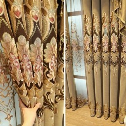 Cortina Semiopaca De Chenilla, Hecha A Medida, Con Bordado De Flores Europeas, Para Sala De Estar, Dormitorio Y Ventana.