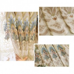 Cortina Semiopaca De Chenilla, Hecha A Medida, Con Bordado De Flores Europeas Para Ventana De Sala De Estar Y Dormitorio.