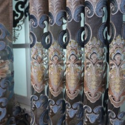 Cortina Semiopaca Ingni, Hecha A Medida, Con Bordado De Flores Europeas Para Sala De Estar.