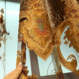 Cortina Semiopaca Hecha A Medida Con Bordado De Flores Europeas Para Sala De Estar Y Dormitorio