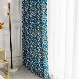 Cortina A Medida Cortina Rombo Estampado Estilo Nórdico