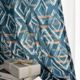 Cortina A Medida Cortina Rombo Estampado Estilo Nórdico