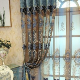 Cortina Semiopaca De Chenilla, Hecha A Medida, Con Bordado De Flores Europeas, Para Sala De Estar Y Dormitorio