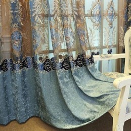 Cortina Semiopaca De Chenilla, Hecha A Medida, Con Bordado De Flores Europeas, Para Sala De Estar Y Dormitorio