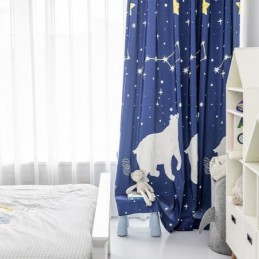 Cortina De Algodón Hecha A Medida, Estilo Infantil, Con Estampado De Oso Polar.