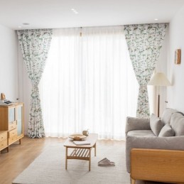 Cortina De Estilo Nórdico Hecha A Medida, Cortina De Poliéster Con Estampado De Plantas.