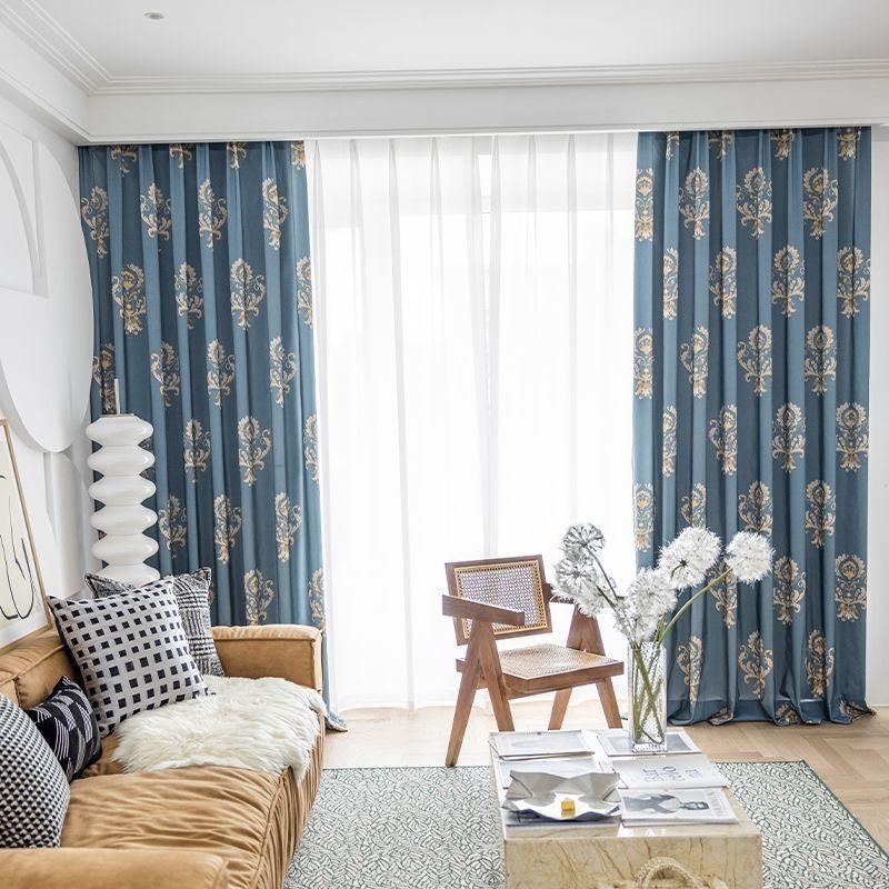 Cortina De Algodón Hecha A Medida, Estilo Europeo Con Estampado De Flores.