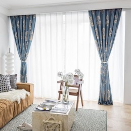 Cortina De Algodón Hecha A Medida, Estilo Europeo Con Estampado De Flores.