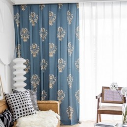 Cortina De Algodón Hecha A Medida, Estilo Europeo Con Estampado De Flores.