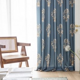 Cortina De Algodón Hecha A Medida, Estilo Europeo Con Estampado De Flores.