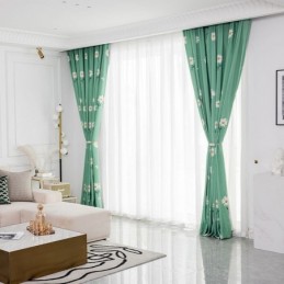 Cortina De Algodón Hecha A Medida Cortina Estilo Nórdico Estampado De Flores