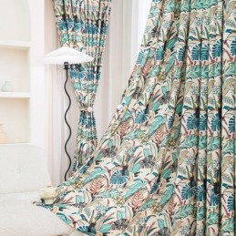 Cortina De Algodón Estilo Americano Hecha A Medida Con Estampado De Plantas