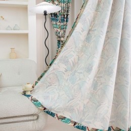 Cortina De Algodón Estilo Americano Hecha A Medida Con Estampado De Plantas