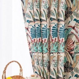 Cortina De Algodón Estilo Americano Hecha A Medida Con Estampado De Plantas