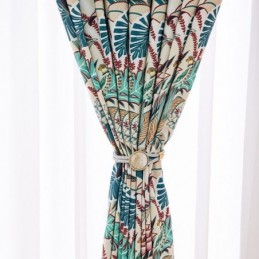 Cortina De Algodón Estilo Americano Hecha A Medida Con Estampado De Plantas