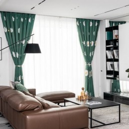 Cortina De Algodón Hecha A Medida Cortina Con Estampado De Flores Estilo Nórdico