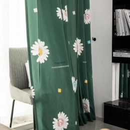 Cortina De Algodón Hecha A Medida Cortina Con Estampado De Flores Estilo Nórdico