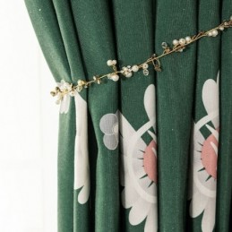 Cortina De Algodón Hecha A Medida Cortina Con Estampado De Flores Estilo Nórdico