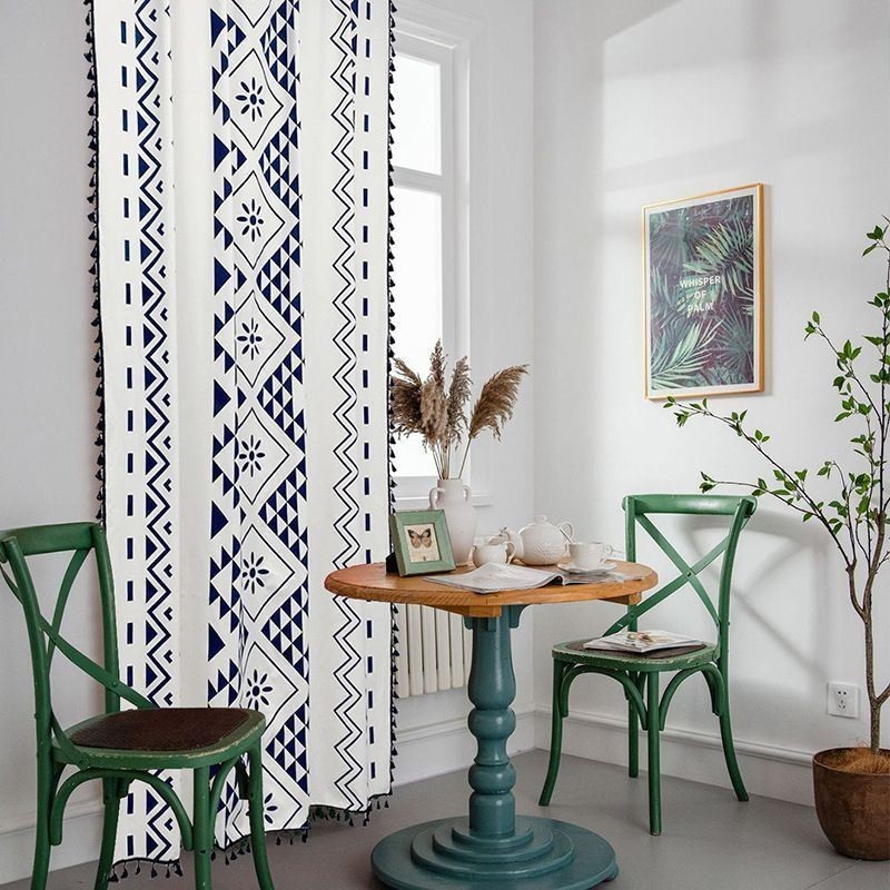 Cortinas De Lino De Estilo Nórdico Con Estampado Geométrico Para Sala De Estar Y Dormitorio