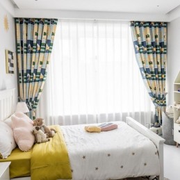 Cortinas De Algodón Estilo Infantil Con Estampado De Caballo Blanco