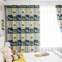 Cortinas De Algodón Estilo Infantil Con Estampado De Caballo Blanco